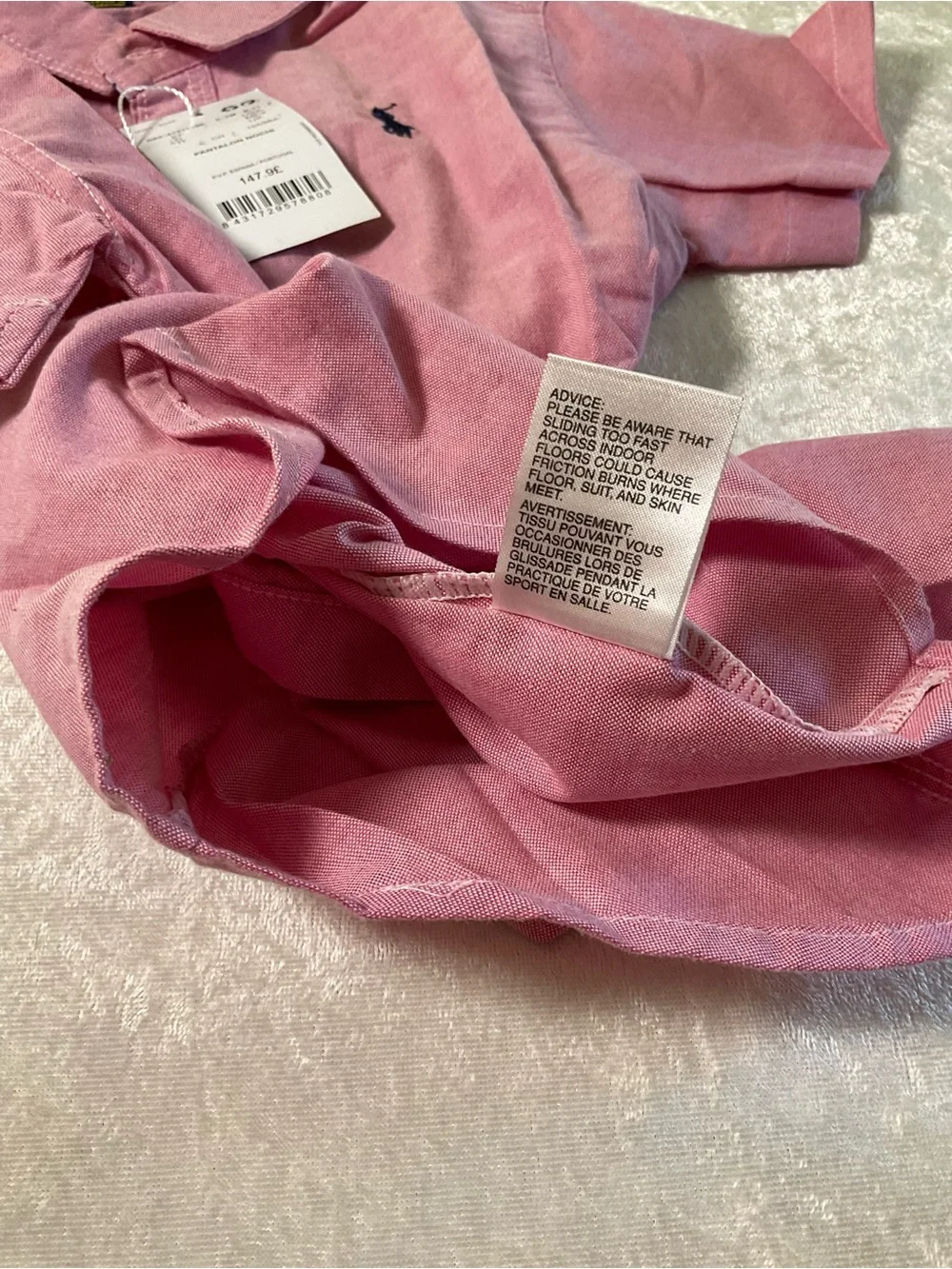 Ralph Lauren Boys' Short Sleeve Button-Down Shirt - Pink with Navy Pony
